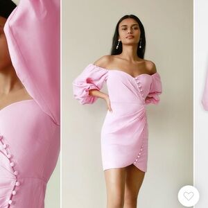 Chic Off-Shoulder Pink Mini Dress